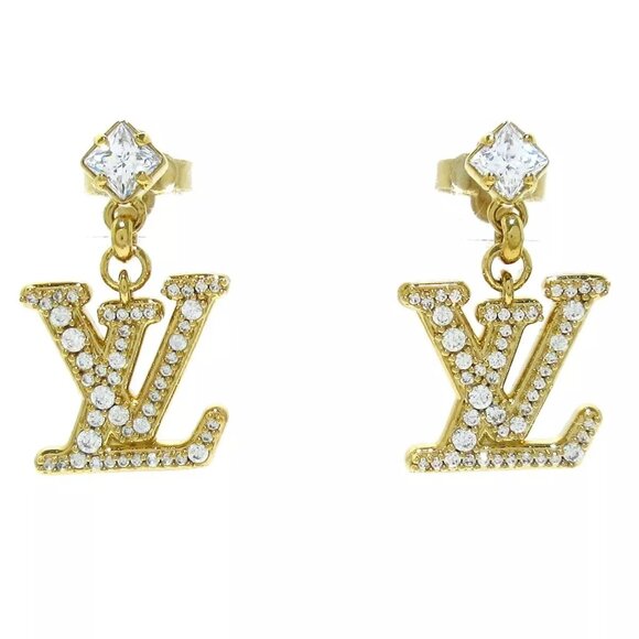 Louis Vuitton Jewelry - 100% Authentic LOUIS VUITTON Pierce Lady LV Gold Earrings Hardware